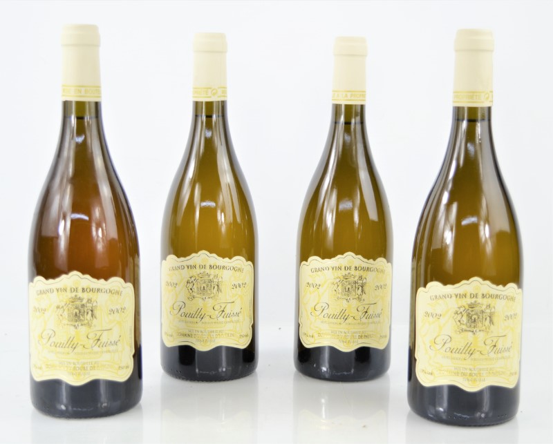 Four bottles of 2002 Pouilly Fuisse Grand Vin De Bourgogne wine