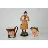 A Royal Doulton figure 'Lambing Time' HN1890, and two character jugs.