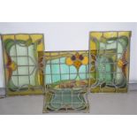 Four stained glass lead windows