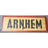 A metal replica sign for WWII Arnhem.