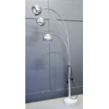 A large stylish modernist chrome triple lamp