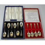 A limited edition set of four silver British hallmark collection spoons, and a set of six silver