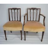 A set of six late 18th century mahogany dining chairs