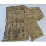 Four Victorian samplers, A/F.