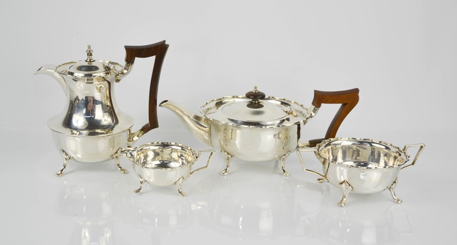 A silver four piece tea service, Sheffield 1918, 47toz.