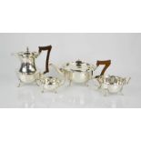 A silver four piece tea service, Sheffield 1918, 47toz.