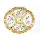 A Chinese 19th century Canton tray decorated with floral and butterflies, 27 by 23cm.