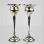 A pair of sterling silver posy vases, hallmarked Birmingham - 10.3toz - 20.5cm