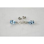 An 18ct white gold pair of earrings, pear shaped aquamarine, approximately 1.50cts, with pear shaped