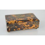 A 19th century tortoiseshell box with a later musical movement inside 13cm x7.5cm x 4.5cm h