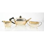 A George V three piece silver tea set, Birmingham 1933, 1150g.