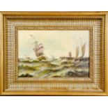 C Nelson (19th century): a ship in choppy seas, oil on canvas, signed and dated 1900.