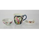 A 19th century Worcester coffee can, Chinese tea bowl and a miniature cup and saucer painted with