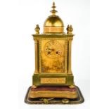 A Japy Freres brass and gilt mantle clock with an eight day movement and the Roman numeral dial