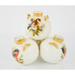 A Royal Worcester ornithological vase, composed of four spherical vases, date code for 1875, painted