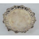 A George III Sterling silver waiter with gadrooned borders raised on three feet by Elizabeth