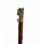 A 19th century fountain pen with the wooden handle carved in the form of a boxer dog head, with