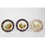 A set of three Bloor Derby plates, circa 1830, painted with views in Italy/North Wales/ Milan,