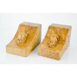 A pair of Robert Thompson 'Mouseman' book ends, both carved with the signature mouse.