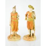 A pair of 19th century Royal Worcester figures; Turkish man and woman, 23cm high.