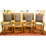 A Robert Thompson 'Mouseman' harlequin set of eight dining chairs, including two carvers, with