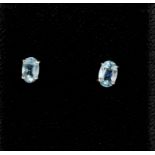 A 9ct white gold oval aquamarine stud earrings approx 0.5ct total.