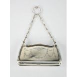 A Ladies sterling silver purse with leather lined interior - Birmingham 1915 - J.C.Ltd - 3.83toz