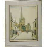 L.S Lowry (1887 - 1976): limited edition 683/850 print depicting Burford Church, with original