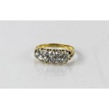 An antique 18ct yellow gold and old cut diamond ring, approximately 1.30ct total, size R, 3.9g.