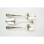 Three matching Georgian serving spoons, London 1793, 7.08toz.