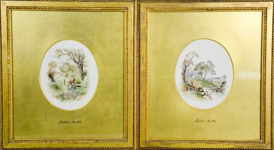 A pair of 19th century oval watercolours attributed to Myles Birkett Foster.