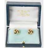 A pair of W M Hawkes & Son 9ct yellow, rose and white gold stud earrings in knot form, 5.3g
