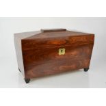 A Kingwood 19th century tea caddy with replacement bowl - 21cm x 35cm x 18cm