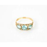 A 9ct gold and blue topaz ring - 2.6g Size N1/2