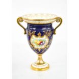 A Royal Worcester campana shaped vase, circa 1900, painted with fruit, signed Chivers, 20cm high.