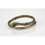 A Victorian silver snake form bangle.