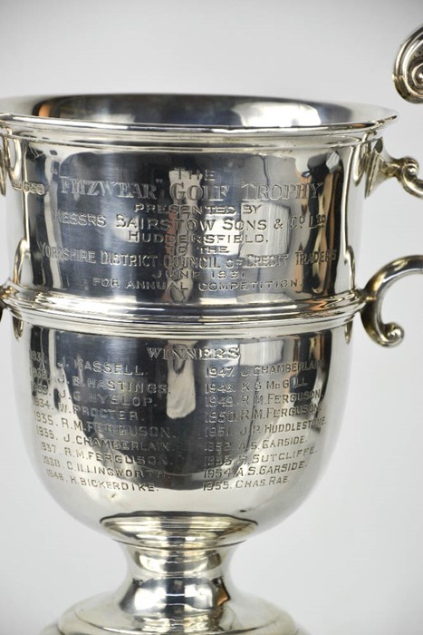 A silver trophy bearing presentation inscription, Sheffield 1929, James Dixon & Sons, raised on a - Image 2 of 2