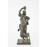 Leon Pilet (1836-1916) 'The Gypsy Dancer' a bronze female figure holding tarot cards and a