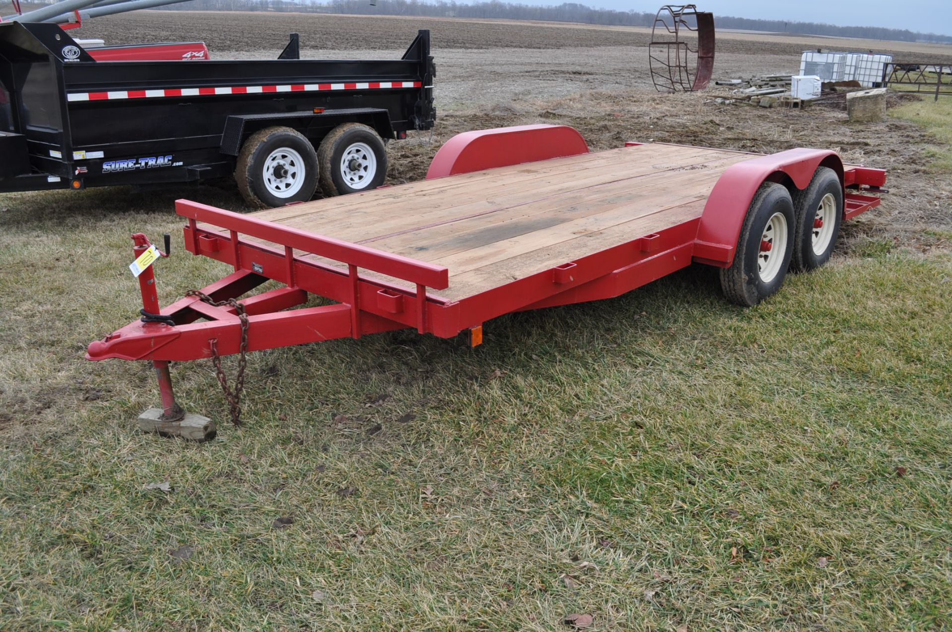 6’ x 14’ International trailer, tandem axle, wood floor, 7.00-15 tires, 8,000 GVW, ball hitch, VIN