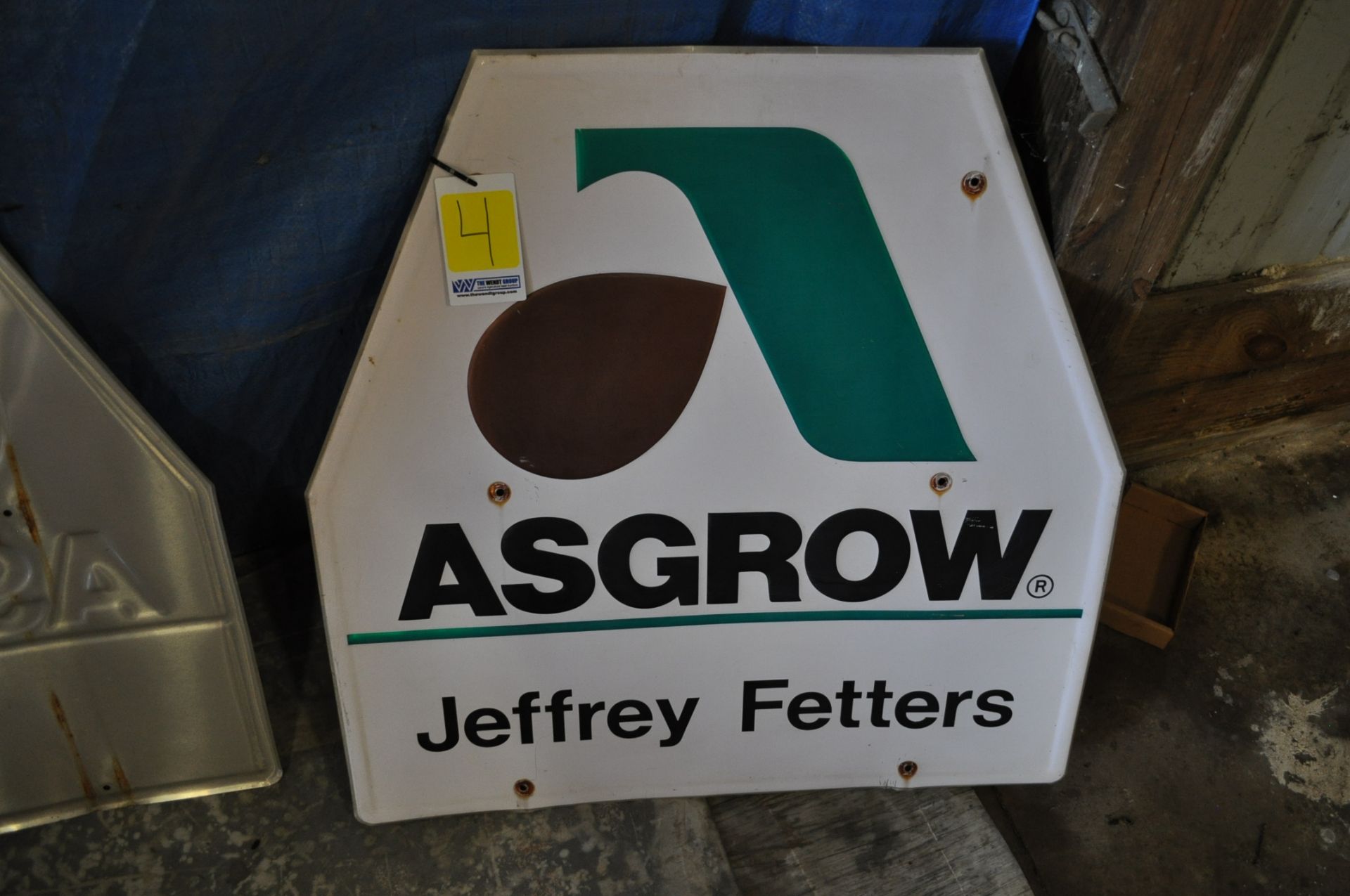 Metal Asgrow seed sign, Jeffery Fetters