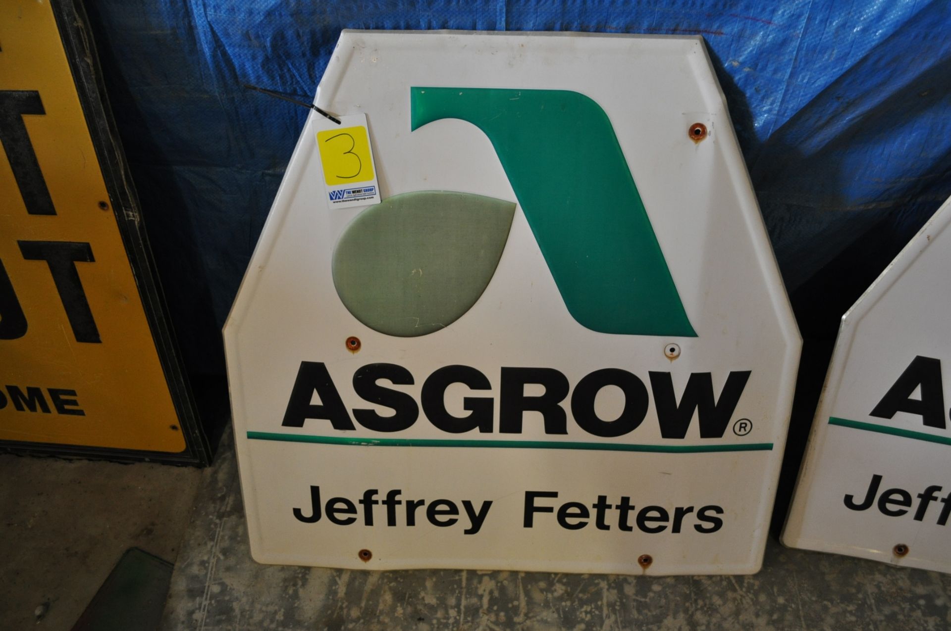 Metal Asgrow seed sign, Jeffery Fetters
