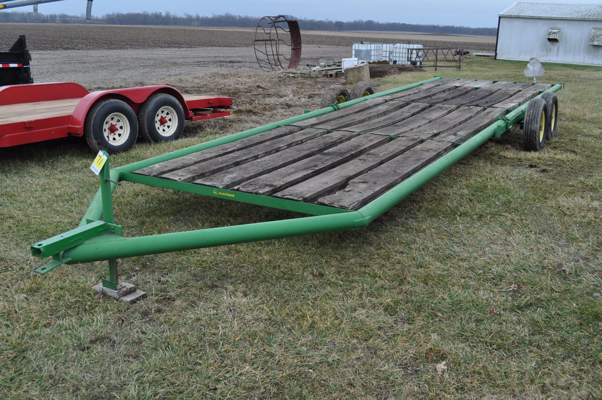 8’ x 28’ JD 201 Donahoe planter trailer, wood floor, 7.50-15 tires