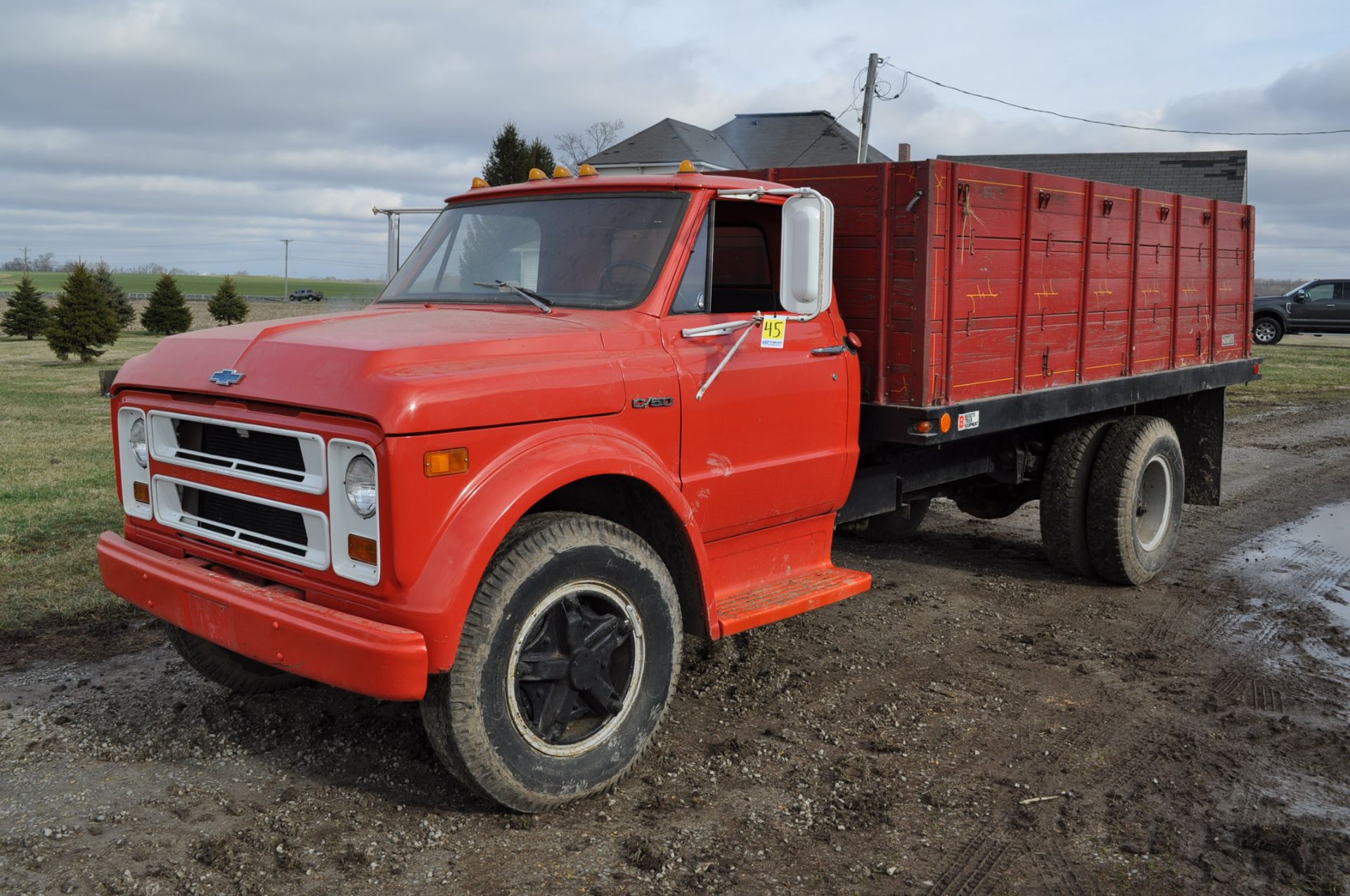 1971 Chevrolet C50 Grain Truck, 14’bed, dual hoist, Shows 85,165 miles, gas engine, 2 speed, VIN