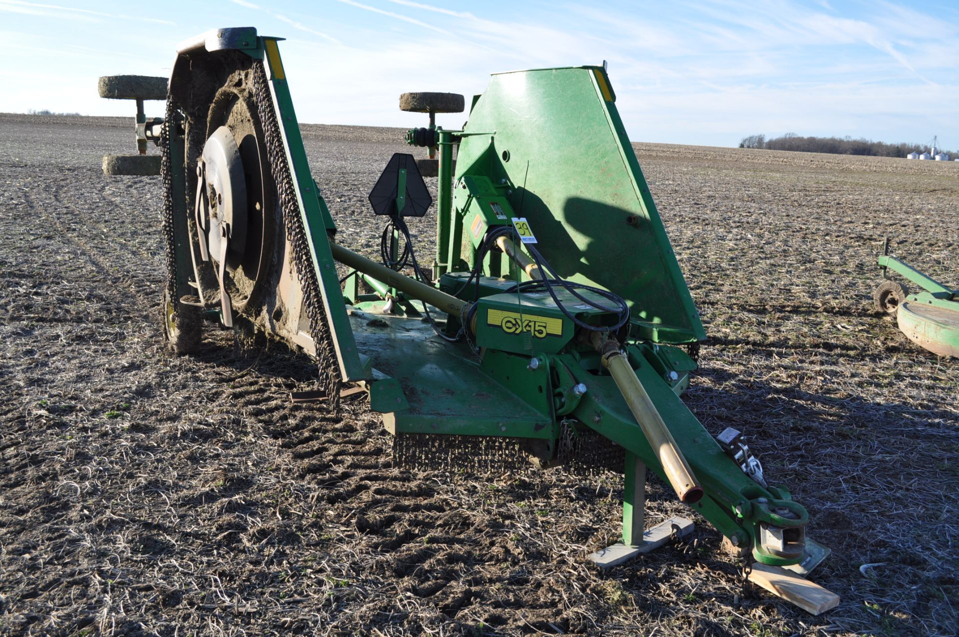 15’ John Deere CX15 Rotary Mower, small 1000 pto, stump jumpers, chains front and rear, airbag