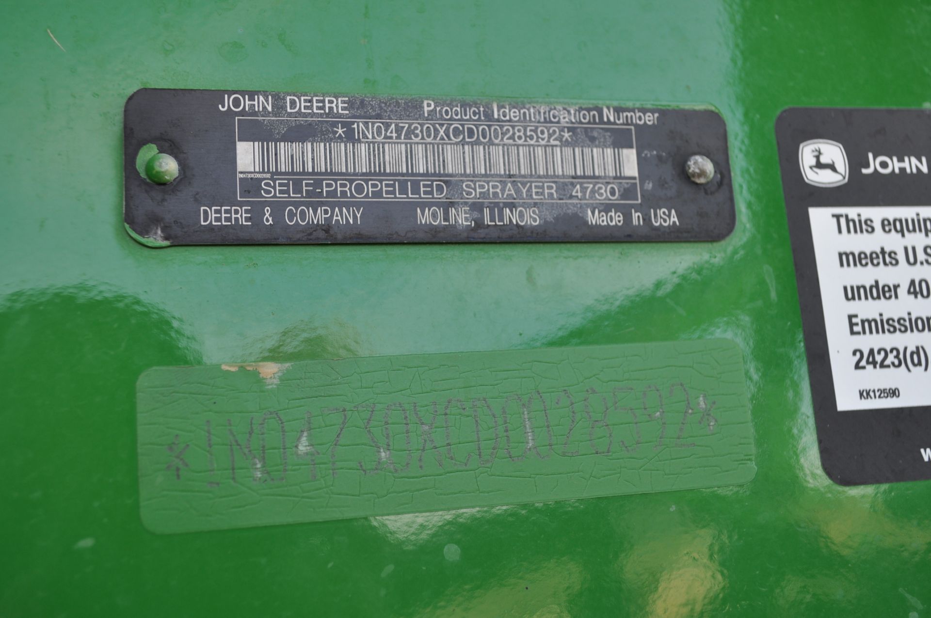 2014 John Deere 4730 Sprayer, **small fire under hood** 380/90R46 tires, 800 gallon ss tank - Image 5 of 28