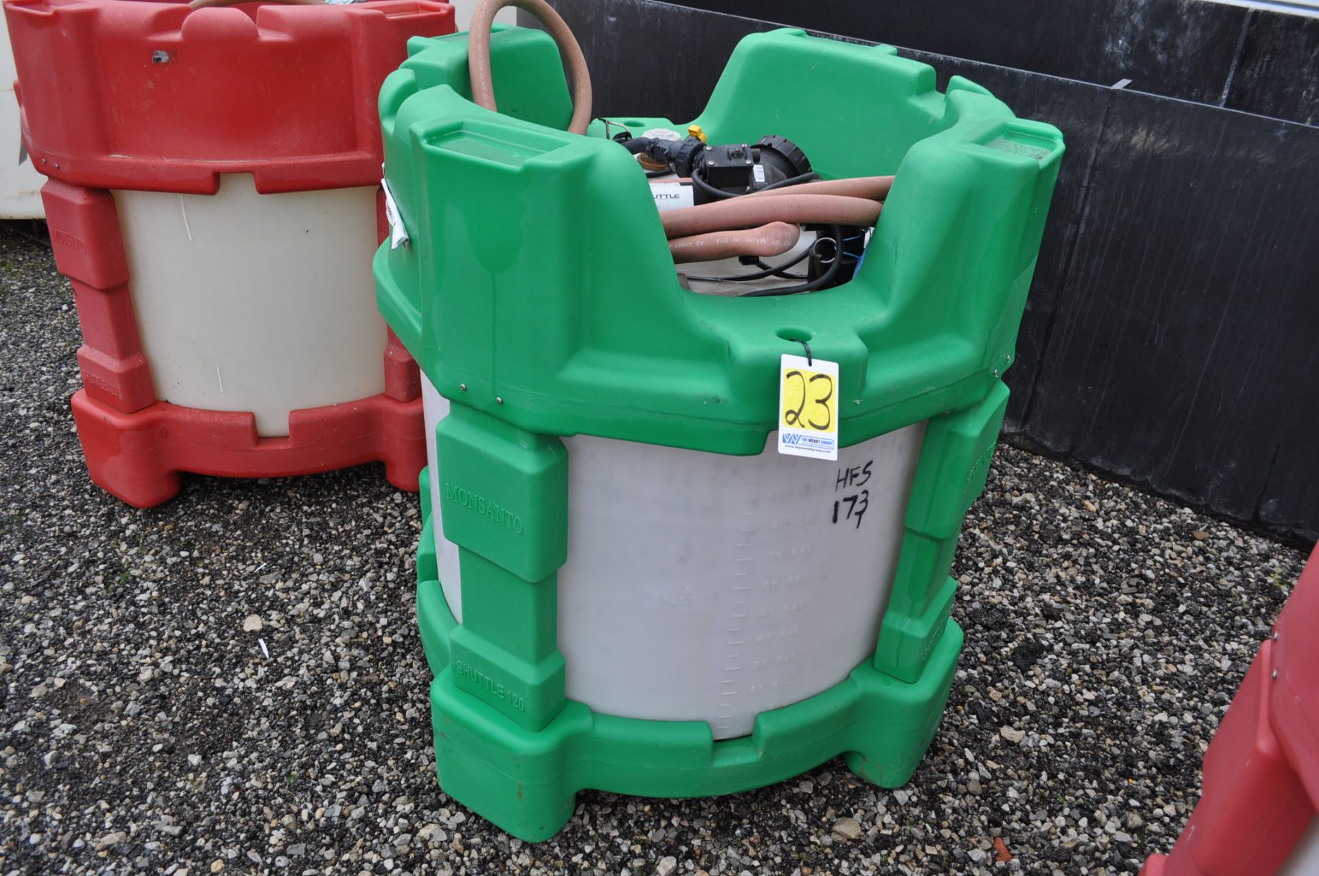 poly chemical shuttle with 12 volt pump, meter and hose