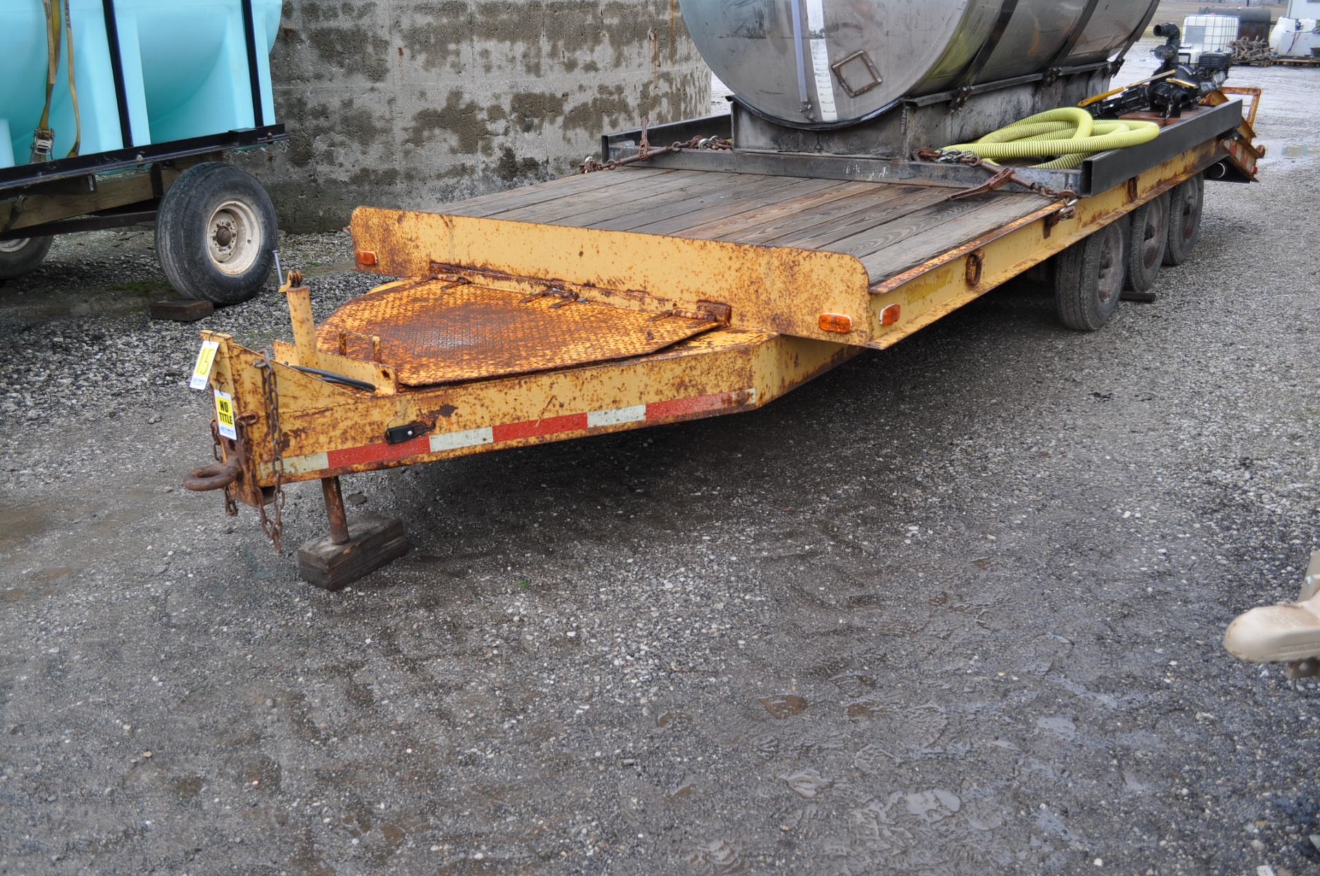 16’+5’ homemade equipment trailer, 8’ wide, tri axle, ramps, electric brakes, 8-14.5 tires, pintle