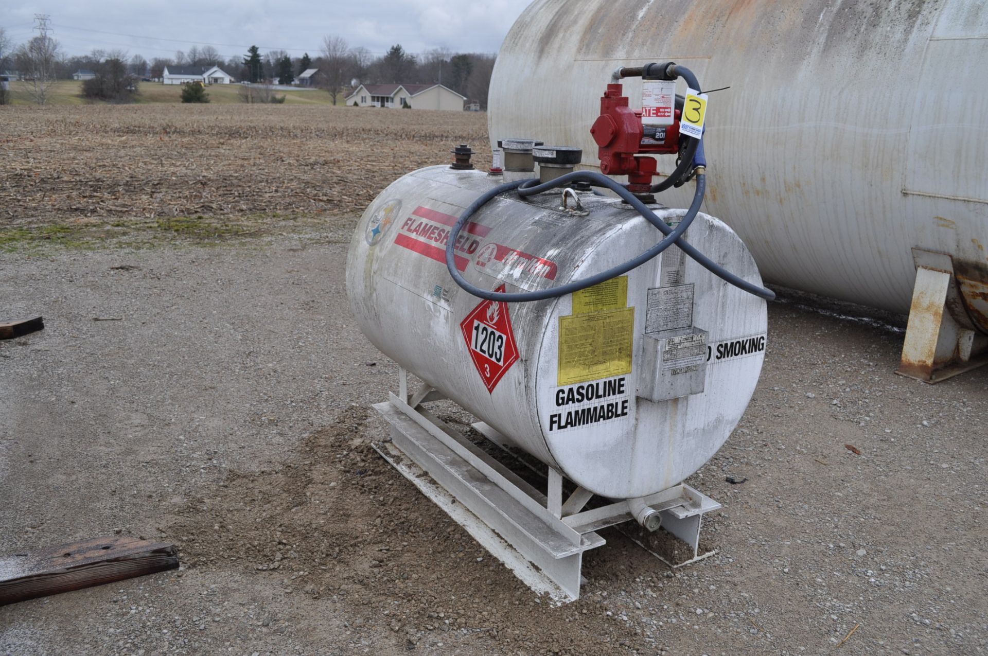 300 gallon dual wall flame-shield fuel tank, on skid, Fill-rite 20 GPM 110v pump, auto nozzle - Image 2 of 8