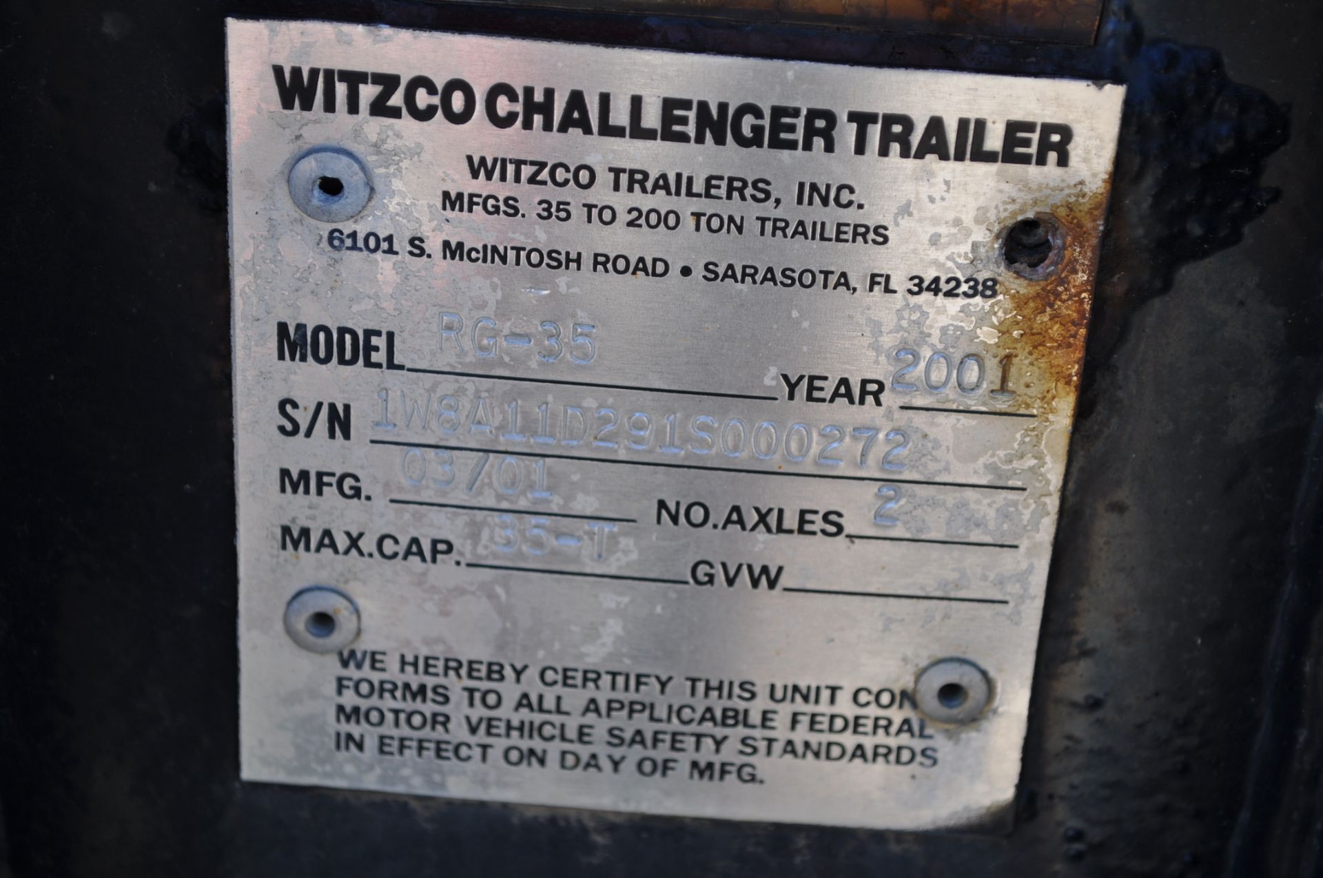 2001 Witzco Challenger detach trailer, pony motor, tandem axle, 35 Ton Cap, VIN 1W8A11D291S000272 - Image 5 of 12