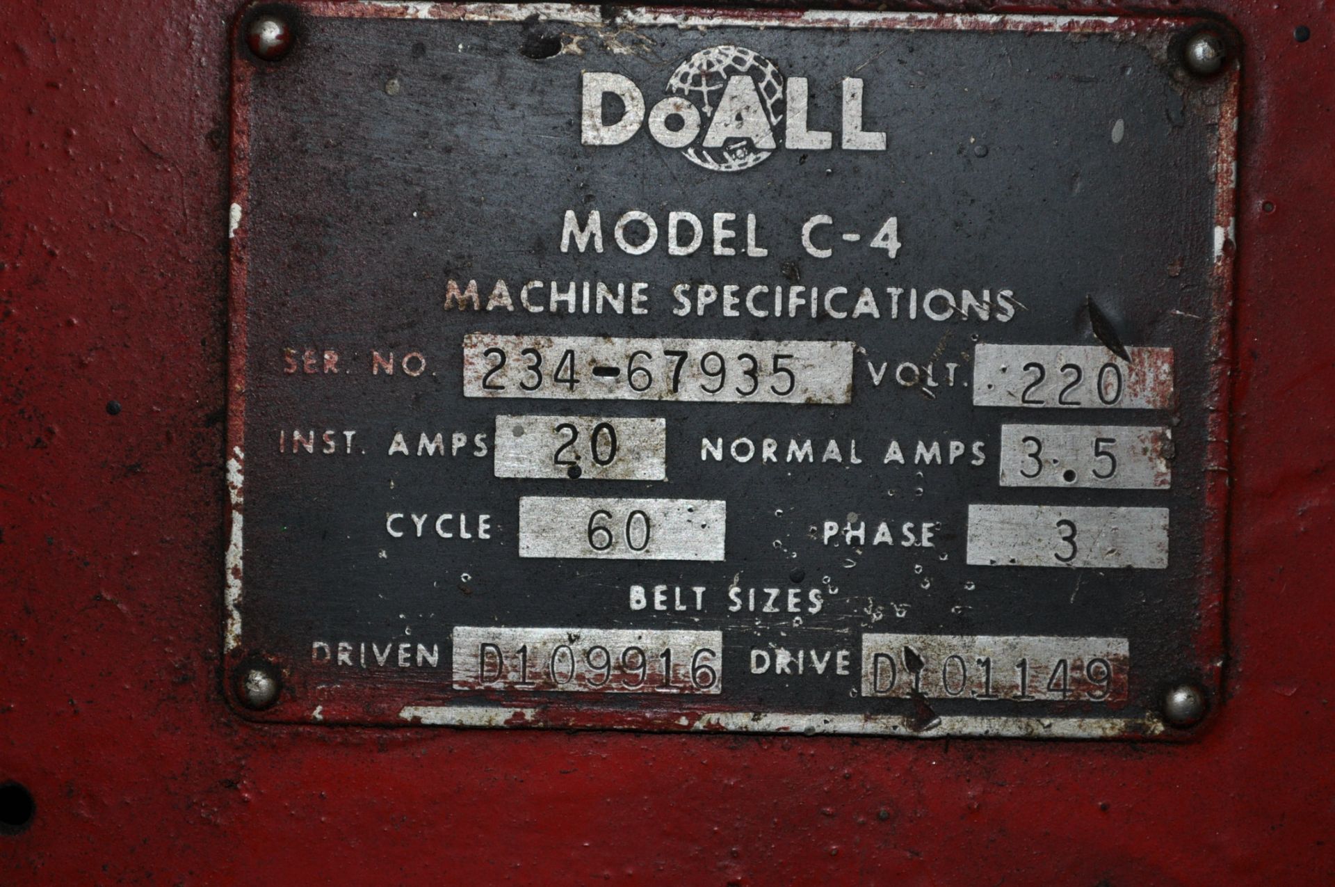 DoAll metal cutting band saw, single phase - Image 5 of 5
